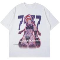 Aolamegs Men's Tee Shirts Sexy Manga Girls Kanji Print Anime Tee Shirts Summer Baggy College Style Tops S