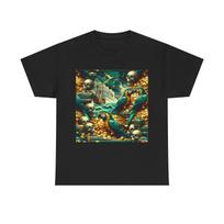 Unisex Adult T Shirt Pirate Parrots in Treasure Cove S įvairiaspalvis