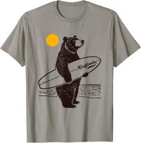 California Surf Bear Retro Surf Life, Beach, Ocean, Surfing T-Shirt S įvairiaspalvis