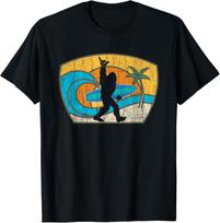 Bigfoot Retro Surfing Gift for Shaka Aloha Surfer Dude T-Shirt S įvairiaspalvis