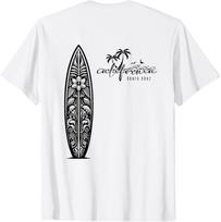 California Santa Cruz, Surfing Surfboard Backprint T-Shirt S įvairiaspalvis