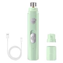 Electric Dog Nail Grinder USB Rechargeable LED Light Pet Nail Trimmers with Polisher Wheel 2-Speed 500 MAh for Pet Paws Grooming žalia