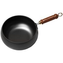 Hand Forged Iron Wok 24cm Uncoated Cooking Pan With Glass Lid For Stir Fry, Braise, Stew On Gas Or Induction