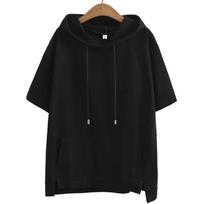 Oversize  Loose Sweatshirts Women Cotton Hoodies Summer Short-sleeves Thin Tees Female Casual Pullover Tops Outerwear M juoda