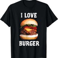 Funny I Love Burger T-Shirt - Fast Food Shirt Gift T-Shirt S įvairiaspalvis