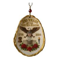 250 JAV Austrių Ornamentas Patriotiškas JAV 250-ojo Jubilieja Kabantis Austrių Kriauklių Papuošalas Kalėdų Šventės vakarėlio Pakabukas 1pc