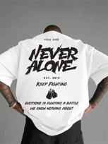 New Never Alone Boxing Print 100 Cotton Men Women Tshirt Summer Autumn Daily Outdoor Sports Casual Loose Street Shortsleeve S įvairiaspalvis