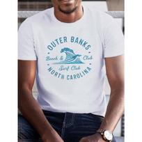 European Sizes Outer Banks Surf Club Graphic Tee for Men - Casual Crew Neck T-Shirt with Slight Stretch, Geometric Pattern S įvairiaspalvis