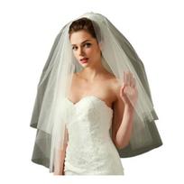 Wedding Veil, Bridal Veil with Metal Hair Comb, Veils for Women Wedding, 2 Tiers White Bridal Veils with Comb, Tulle Veils for Stable Wedding smėlis