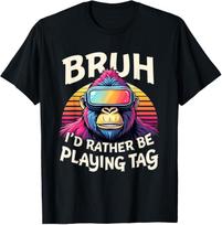 Bruh I'd Rather Be Playing Tag Gorilla Wearing VR Gamer T-Shirt Mens Womens Tees Top 3XL