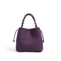 Bucket bag genuine leather black shoulder cowhide messenger bag women's niche high-end female office worker handbag small bag