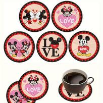 5pc/sets Love Series Diamond Painting Coasters DIY Diamond Art Coasters 5D Full Drill Diamond Coasters Acrylic Round Cup