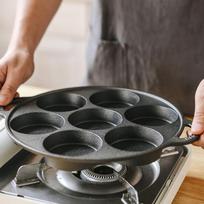 Lilang 7-Hole Cast Iron Egg & Burger Fry Pan