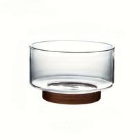 2700/3700ml Transparent Glass Salad Bowl Multifunctional Fruit Plate Acacia Wood Base Storage Box Home Kitchen Gadget
