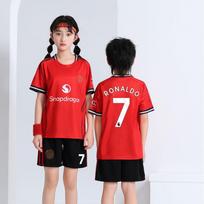 Football training jersey 2526 Manchester United home court red No. 7 football jersey children's adult jersey two bars digital printing 14 14