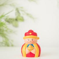 Wooden Feng Shui Wealth God Sculpture With Cartoon Style For Office And Living Room Decor