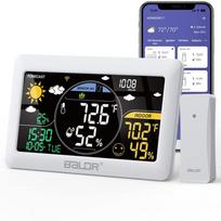 BALDR WiFi Weather Station Wireless In/Outdoor Temperature Humidity Wall Alarm Clock Barometer App Online Forecast Data Monitor White 1 Sesor
