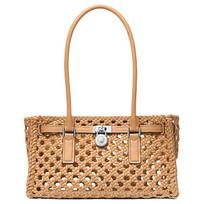 MICHAEL KORS Hamilton hand-knitted polyester hand-held shoulder bag small size women's peanut color ruda