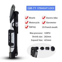 GIYO Bicycle Portable High Pressure Pump 120/140PSI Air Inflator Foot Pedal Rotatable Long Hose Presta Schrader Bike Pump 7 Type GM71 Straight lock