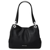 MICHAEL KORS petinė rankinė Raven vienspalvė raštuota oda prekės ženklo logotipas metalinė sagtelė spaudžiamoji sagtelė raštuota oda pirkinių krepšys pirkinių rankinė juoda
