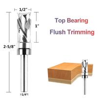 2pcs Trim Router Bit 1/4 Shank Spiral Cut Router Bit Dual-Bearing Flush Trim Router Bit For Wood Trimming Particleboard China Mainland