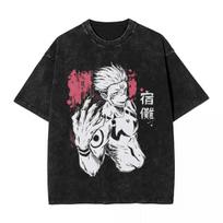 Spring Summer Anime Jujutsu Kaisen Vintage Washed T Shirt Gojo Satoru Shirt Men Women Harajuku Cottonm Casual S