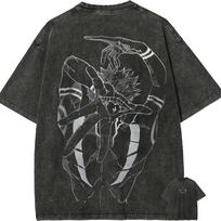 Sukuna Jujutsu Kaisen Graphic T-Shirt Men Vintage Acid Wash Oversized Cotton Streetwear Harajuku Anime S