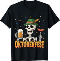 NEW LIMITED Oktoberfest Funny Skeleton Drinking German Beer Tee T-Shirt S-3XL S įvairiaspalvis