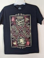 D.O.M Undead Reaper King of Spades Playing Cards Skull Black Med Graphic T-Shirt S įvairiaspalvis