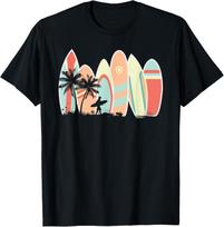 Retro Vintage Surfboard Surfing Surfboarder Wave Surfer T-Shirt S įvairiaspalvis