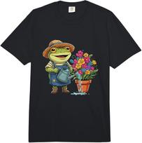 Gardening Frog with Watering Can Flower Pot Comfort Colors Adult Heavyweight T-Shirt S įvairiaspalvis