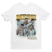 Lionel Messi Argentina National Team World Cup Vintage Collage Graphic T-Shirt, Unisex Oversized Streetwear, Football Fan Gift S įvairiaspalvis