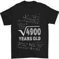 70th Birthday 70 Year Old Geek Funny Maths Mens T-Shirt 100% Cotton S įvairiaspalvis