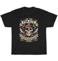 Halloween Skull Let The Pirate Shenanigans Begin T-Shirt Unisex Funny Tee Gift S įvairiaspalvis