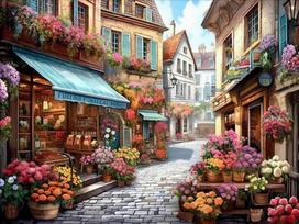 Diamond Painting New Collection 2024 Street Landscape Flower Shop Diy Full Square Round Drill Rhinestone Embroidery Mosaic Cross Stitch Kits Square drill 30x40cm
