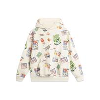 Li Ning Skateboard Series Pattern Printed Loose Pullover Hoodie Unisex Hoodies Off-White AWDU141-1 L