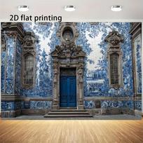 2D Traditional Portuguese Tile Wall Backdrop Party & Travel Background 47.2x31.5inch/120*80cm