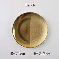 Circular Golden Ceramic Dining Plate Sushi Plate Western Style Steak Plates Dessert Bowl Fruit Dish Salad Bowl Sashimi Plates