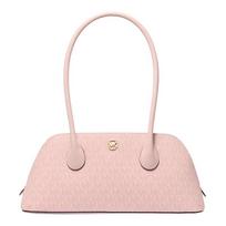 MICHAEL KORS Petra lettering all over gold hardware coated canvas and polyester shoulder bag medium women's powder blush auksas