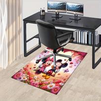 Office Carpet, Desk Under Mat, Gift for Home Decor, Romantic Mickey Mouse and Minnie Mouse Swing Scene with Hearts and Flowers 60cm by 90cm