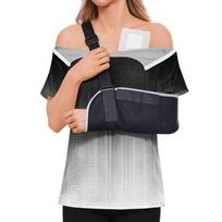 Marškinėliai trumpomis rankovėmis po operacijos, su gradientiniu raštu, šoniniu užtrauktuku, užsegimu ant peties, medicininis atsigavimo viršutinis drabužis su reguliuojamu tvirtinimu M juoda