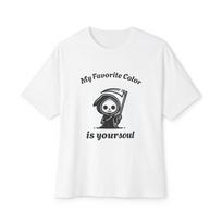Cute Grim Reaper Shirt, Halloween Oversized Tee, Spooky Graphic Tee, Unisex S įvairiaspalvis