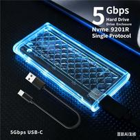 M.2 SATA NVMe SSD CASE 10Gbps External Enclosure Adapter USB3.2 Transparent RGB Light Hard Drive Box for M Key M&B Key 5Gbps For NGFF Protocol