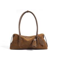 Pillow bag Suede large-capacity tote bag Original design sense Niche simple and fashionable women's portable shoulder bag Bottom length 36 width 10 height 14cm