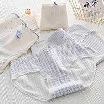 5pc Women Mid Waist Briefs Cotton Underwear Soft Comfortable Breathable Stretch Fabric Pack L mėlyna