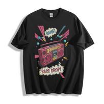 Unisex Retro Boombox Comic Graphic T-Shirt Mens Womens Tees Top Vintage Streetwear Music Tee 4XL