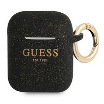 Etui Guess Silicone Glitter Do Airpods 1/2 Cover, Czarne