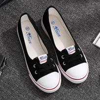 Fashion Women Shoes Female Flats Breathable Ladies Casual Canvas Shallow Sports Shoes Women's Sneakers Fashion Comfortable Sneakers 35 juoda
