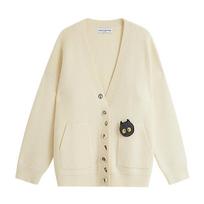 INMAN 2025 Winter Mirei Collaboration Cat Cardigan Sweater M pilkšvai balta