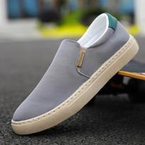 Casual Canvas Shoes Men's Summer Slip on Loafers For Men Flats Breathable Driving Shoes Male Cloth Walking Sneakers Board Shoe 39 pilka spalva